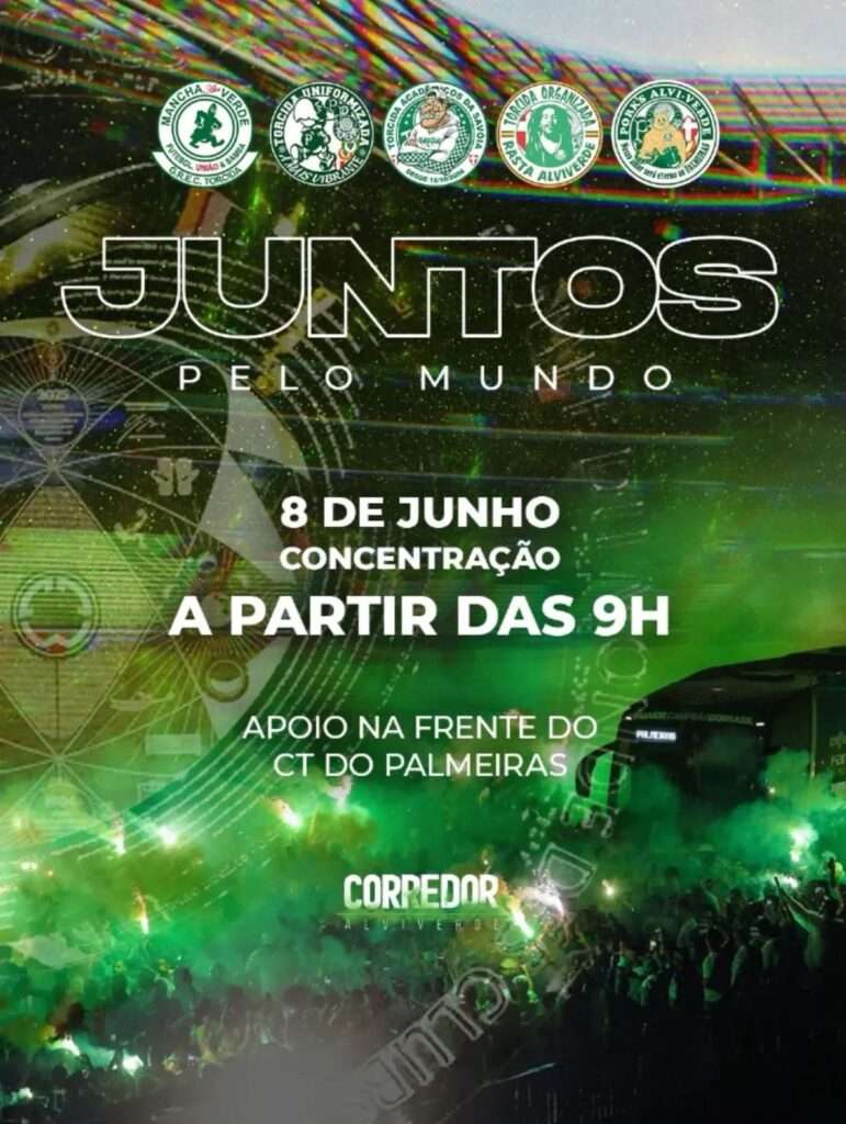 Postagem das torcidas organizadas para apoiar o elenco no CT do Palmeiras